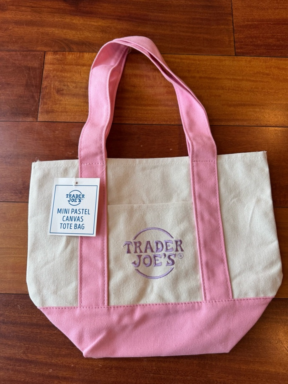 Trader Joe's Limited Edition Pastel Pink Canvas Mini Tote New